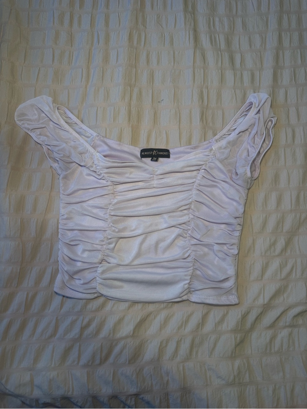 Almost Famous Lilac Ruched Square-Neck Crop Top